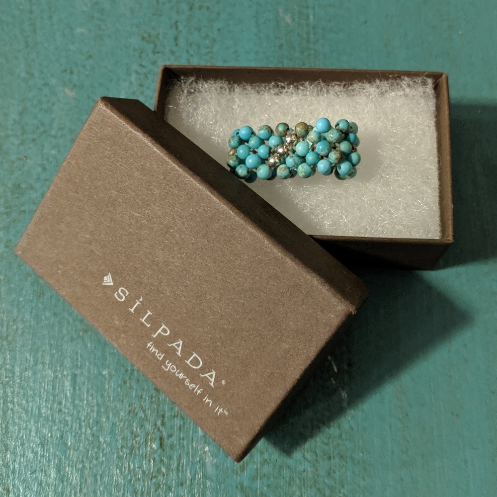 SILPADA 925 Turquoise Magnasite Stretch Ring